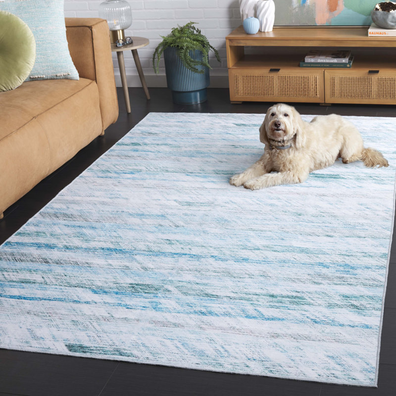 Tapis gris / turquoise Athiran 919, Rectangle de 5 pi x 8 pi