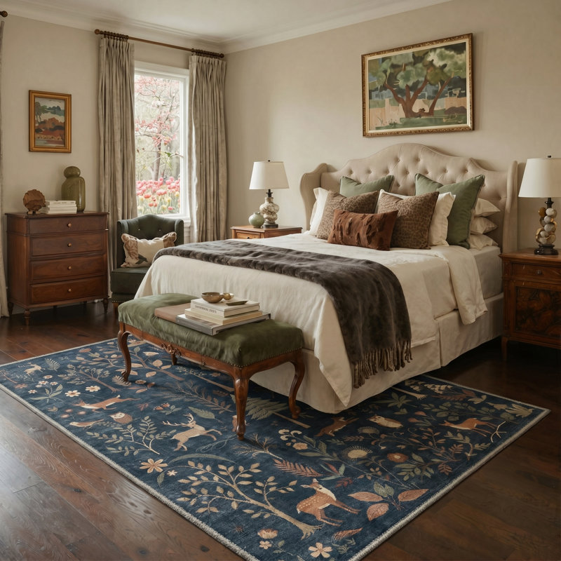 Tapis d'intérieur bleu / brun Arcadia, Rectangle 8' x 10'