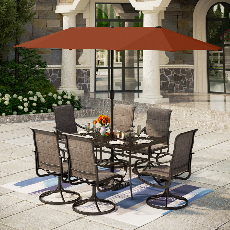 Ensemble de salle à manger rectangulaire pour 6 personnes 60 "avec parasol Leonard