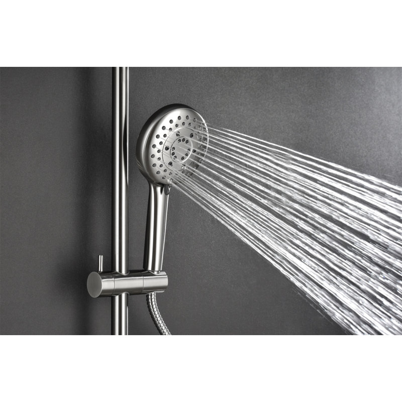 Système de douche Showerspas, avec pomme de douche à effet pluie de 10 po, douche à main à 4 fonctions, barre coulissante réglable et porte-savon