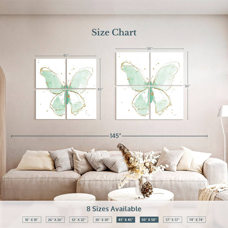 Brampt Gilded Butterflies Mint, 45" H x 45" W