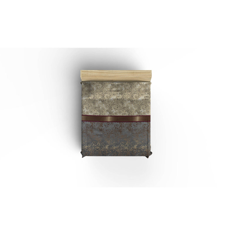 Couvre-lit 100% coton Olivas gris / beige / brun, Ensemble de courtepointe simple