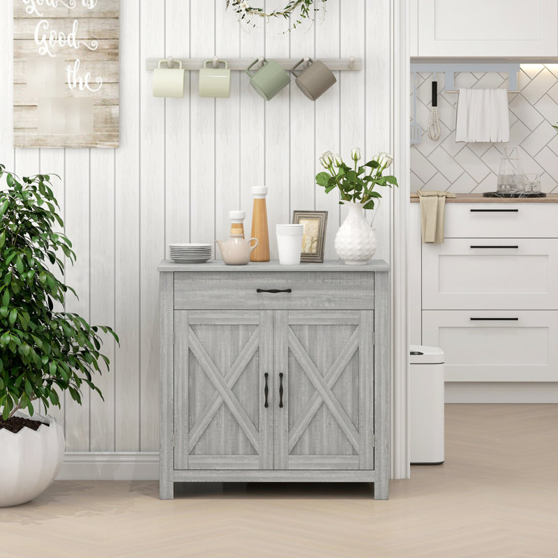 Buffet Cabinet, Stone Gray - Drawer And Adjustable Shelf For Versatile Use Kitchen With Rustic Charm Living Room, Entryway, Storage