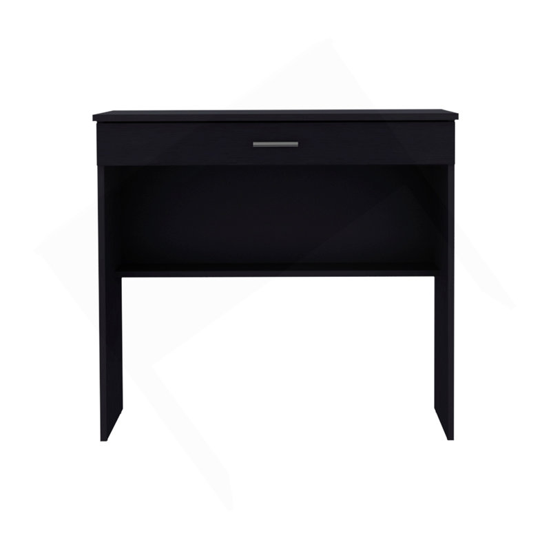 Bureau d'écriture 80 C, poste de travail compact avec tiroir et tablette inférieure, Noir