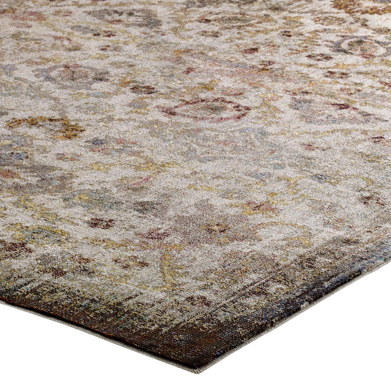 Multicolor Floral Synthetic 4' x 6' Easy Care Area Rug