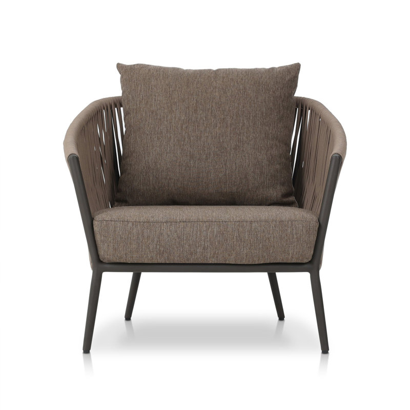 Chaise de patio avec coussins Toula, Oléfine, Coussin brun Ellor / structure bronze