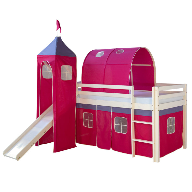 Kids Loft Bed, Pink and red