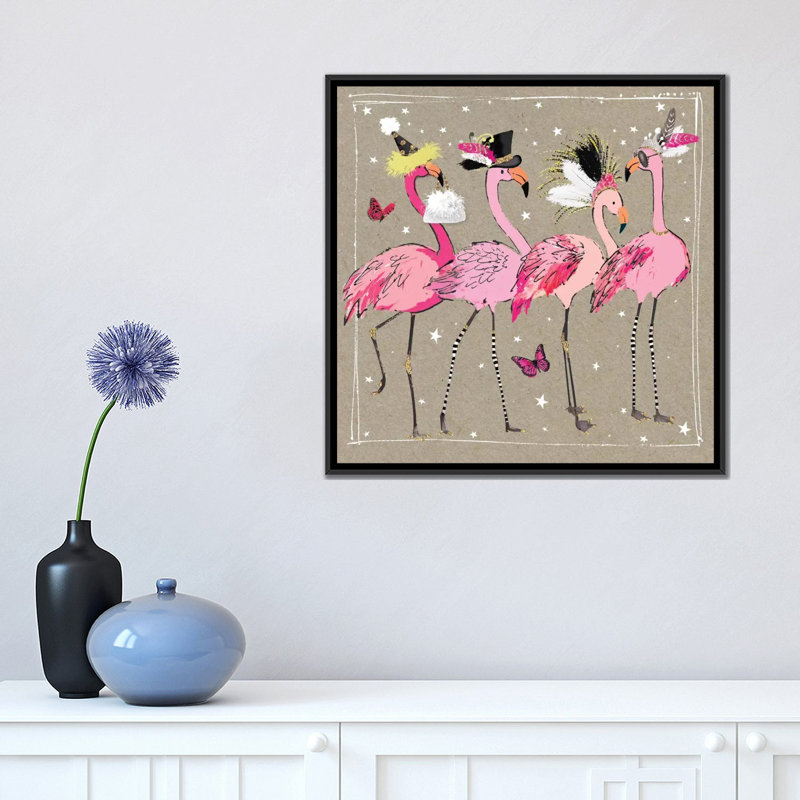 « fantaisiste short oiseau ii », impression sur toile, H 18 po x l 18 po x P 1,5 po, Toile avec cadre noir