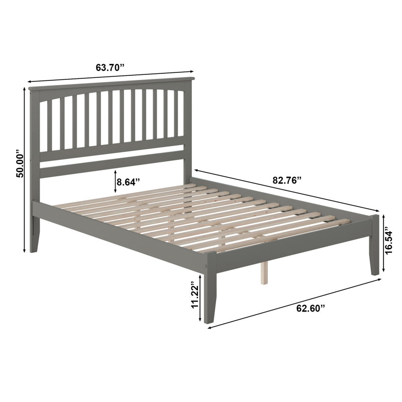 Lit plateforme en bois massif Huntsville, Grand lit, Gris