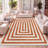 Isibeal Modern Classic Mitre Stripe Terracotta/Ivory Rug-1931684839