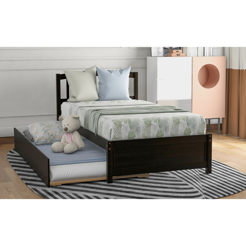 Lit plateforme simple avec lit gigogne - Fabrication en bois massif pour une chambre à coucher confortable et de couleur moderne