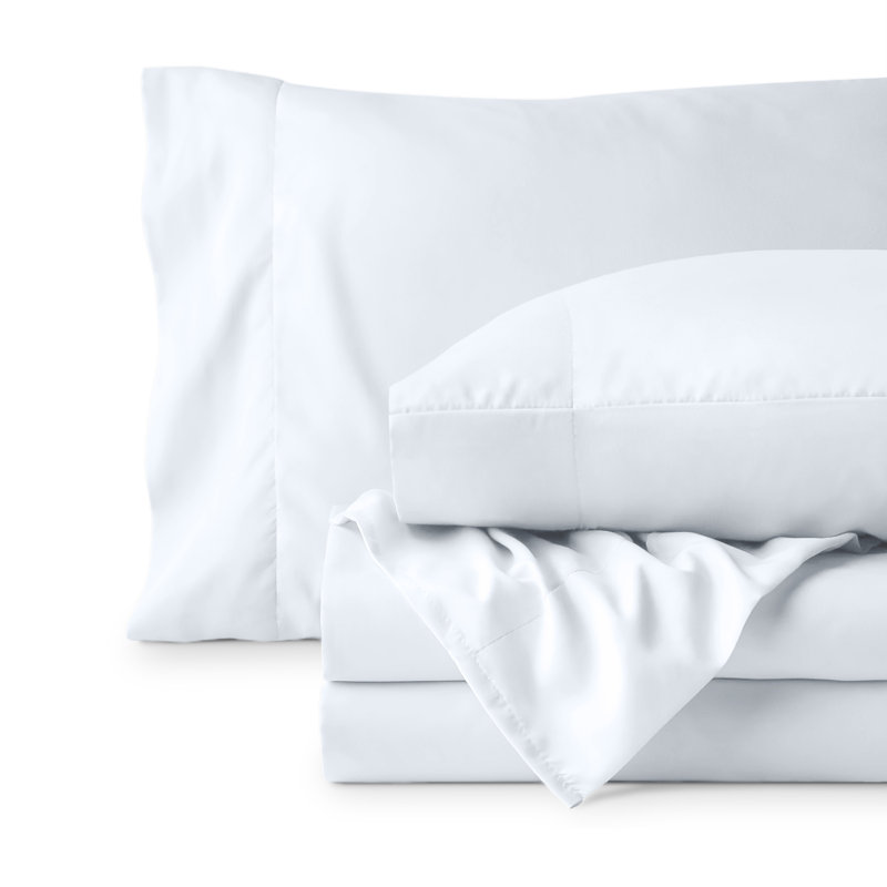 Microfiber Sheet Set, White, Queen Sheet Set with 2 Pillowcases