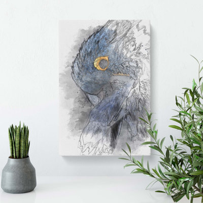 A Blue Parrot In Abstract - Wrapped Canvas