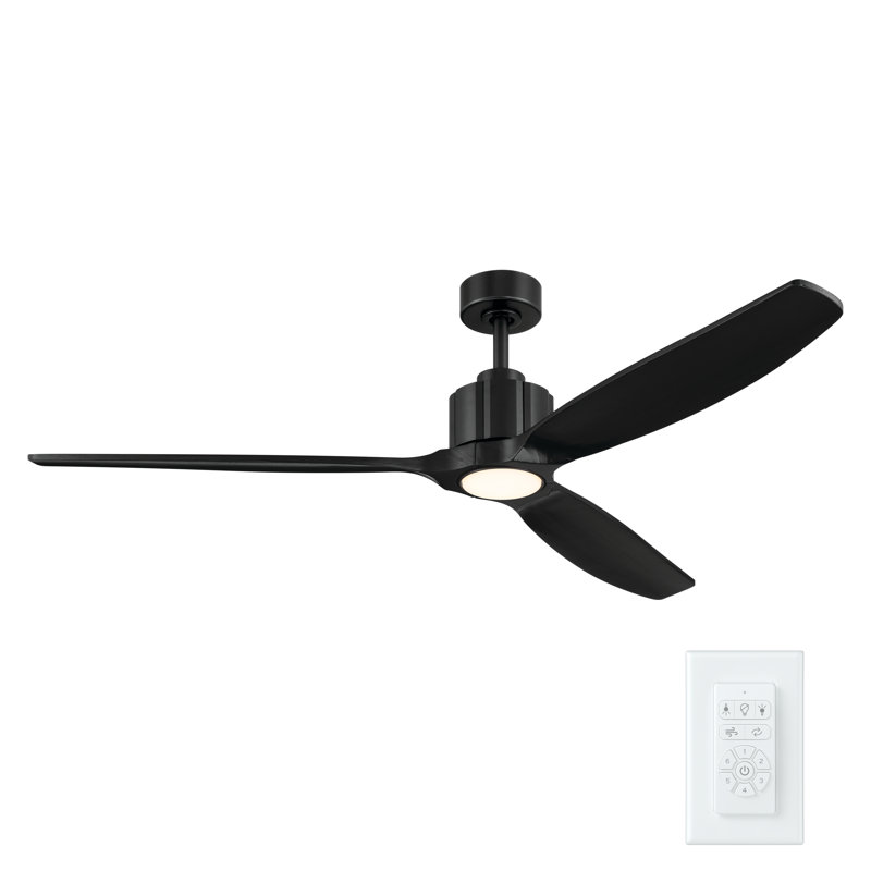 Calyx 3 Blade 60 Inch Indoor Ceiling Fan in Matte Black with Solid Wood Matte Black Blades, Matte Black