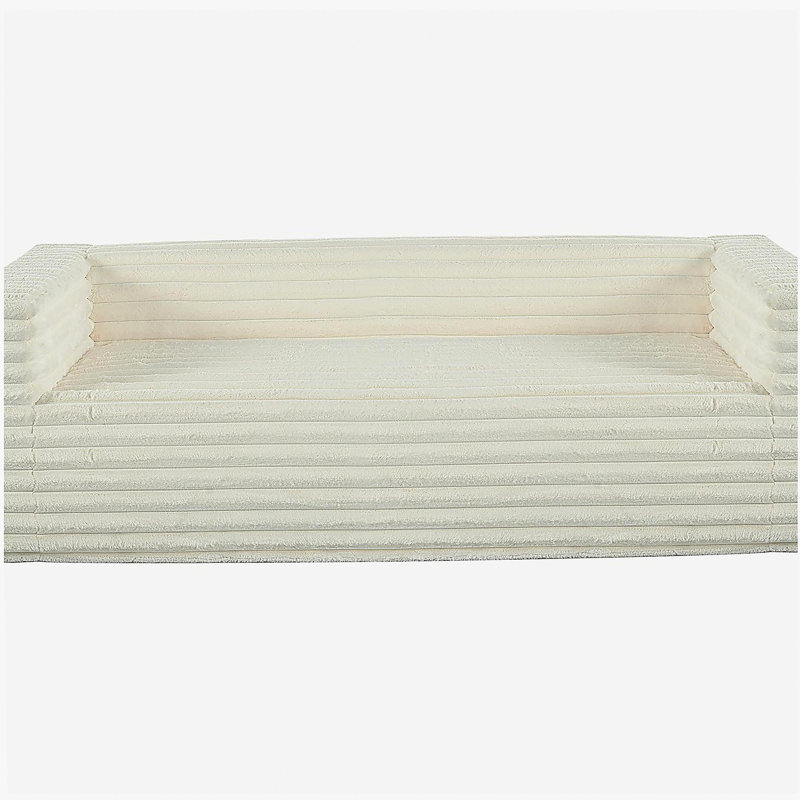 Canapé de 89 po en velours côtelé moderne de 89 po, canapé moelleux à 3 places avec accoudoirs carrés, sièges très moelleux et confortables pour salon, petit espace, bureau, appartement, sans assemblage requis