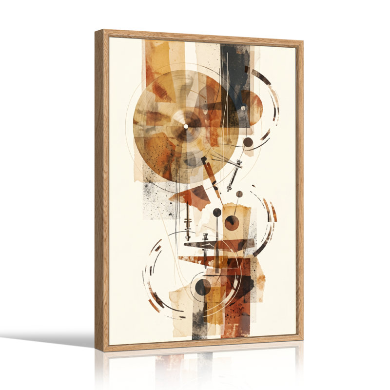 Ensemble de 1 tableau abstrait géométrique sur toile, 48"H x 36"W, Natural
