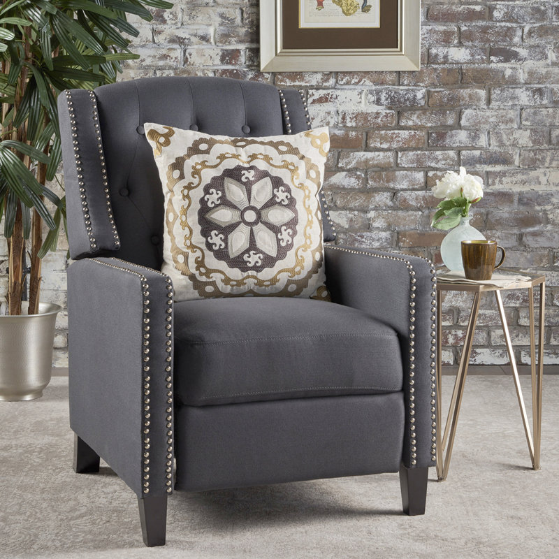 Heidegret Upholstered Recliner, Gray Fabric