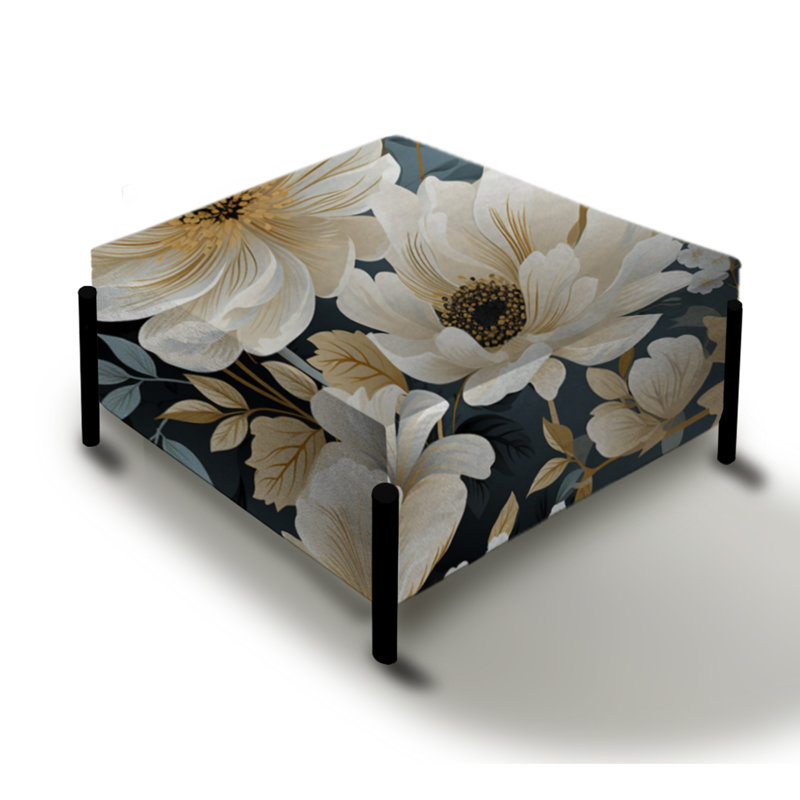 Blanc Begonia Botanicals Collage - Grand repose-pieds carré floral