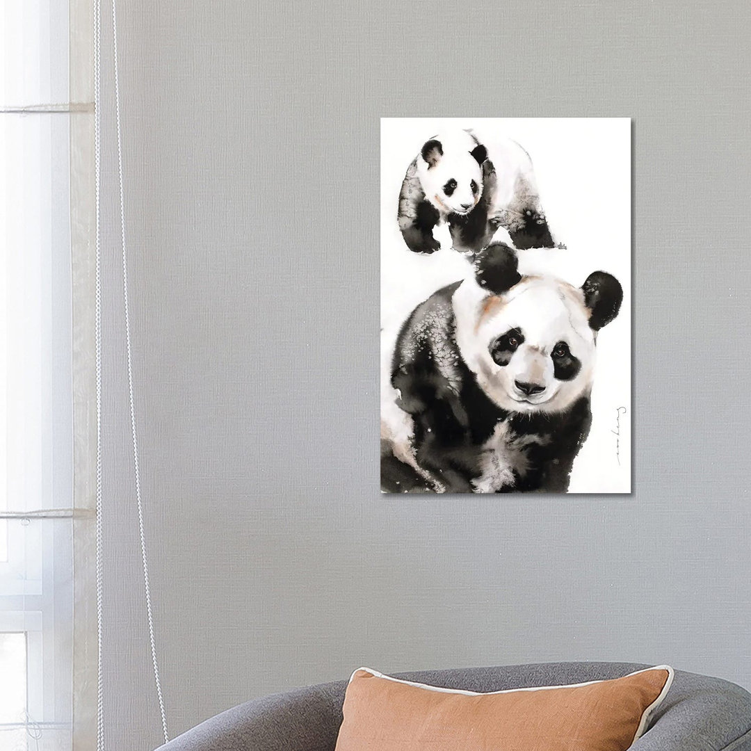 Panda Pair von Soo Beng Lim - Galerie-verpackte Leinwand Giclée auf Leinwand