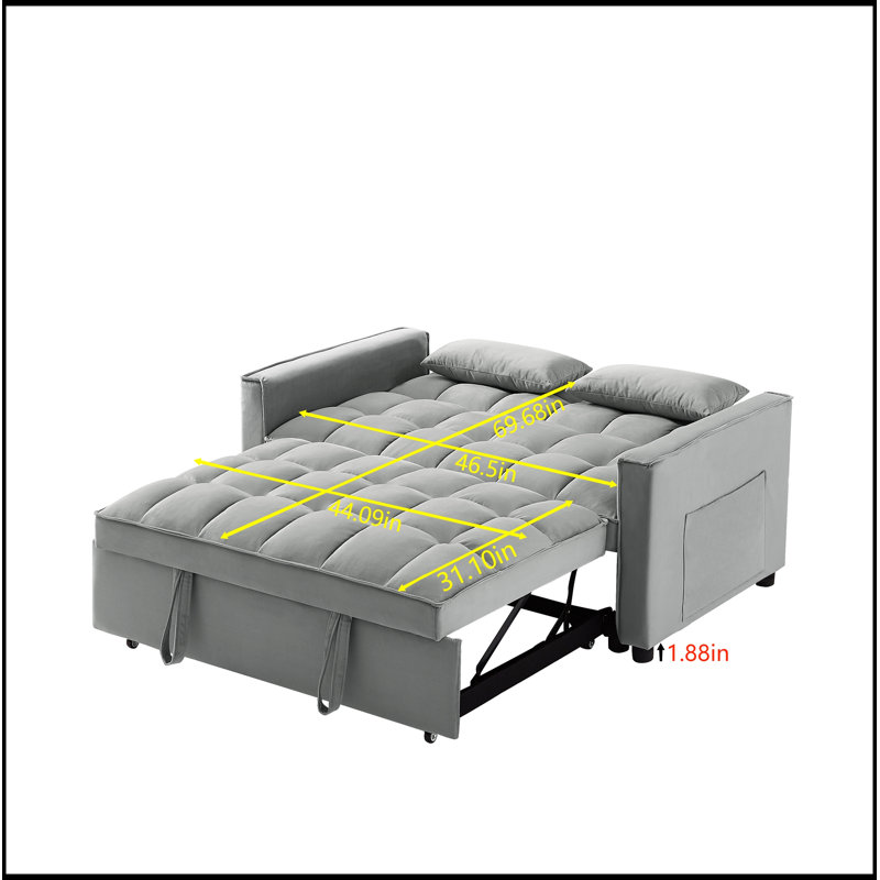 Canapé convertible polyvalent avec lit escamotable et coussins moelleux pour le salon, Gris
