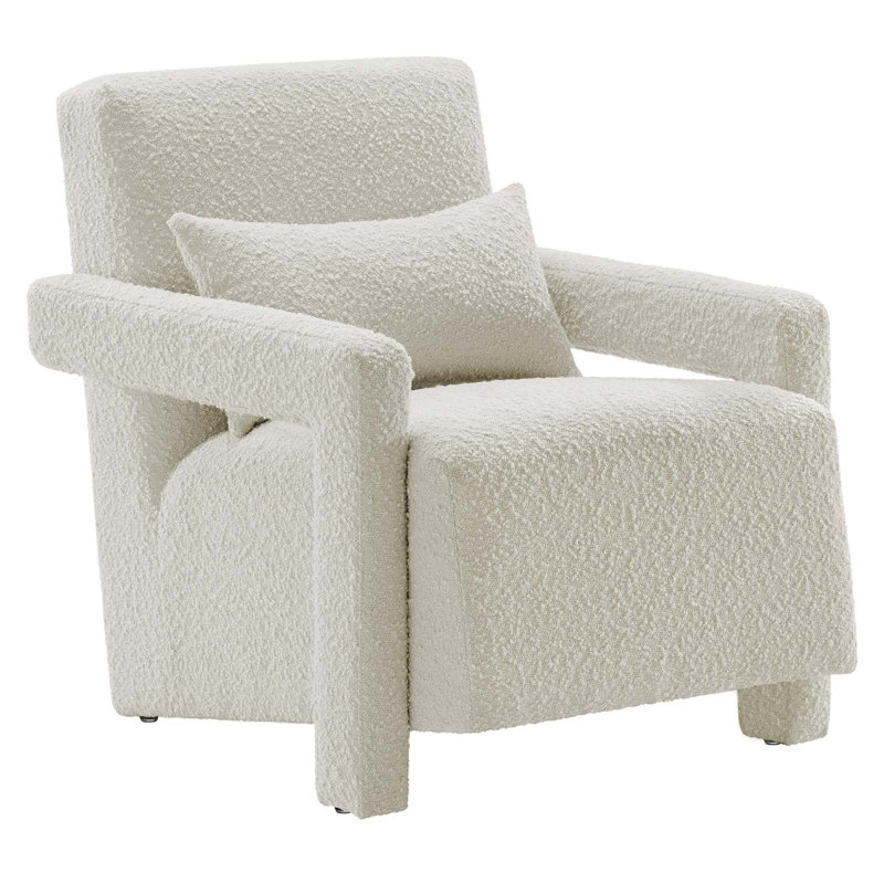 Modway Mirage Boucle Upholstered Armchair, Ivory 100% Polyester