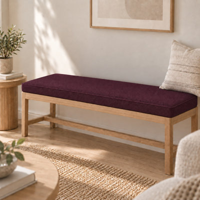 Coussin de banc d'extérieur personnalisé de 3,6 pouces d'épaisseur avec housse en lin synthétique, mousse haute résilience 75D, dessous antidérapant et passepoil simple