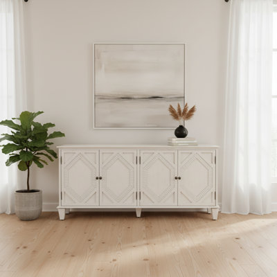 65.2" Mid Century Modern Sideboard Buffet Cabinet With Storage, Accent, Antique White | Gift Idea