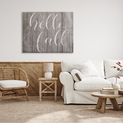 Hello Fall, phrase, motif rustique de grain, typographie minimale par - art textuel