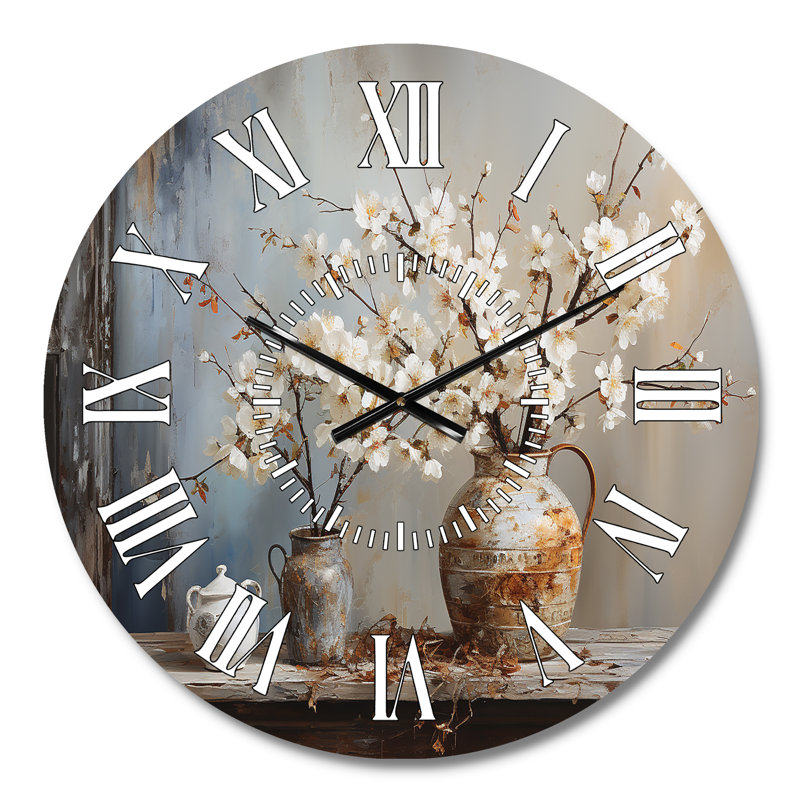 Horloge murale poterie et fleurs, Medium