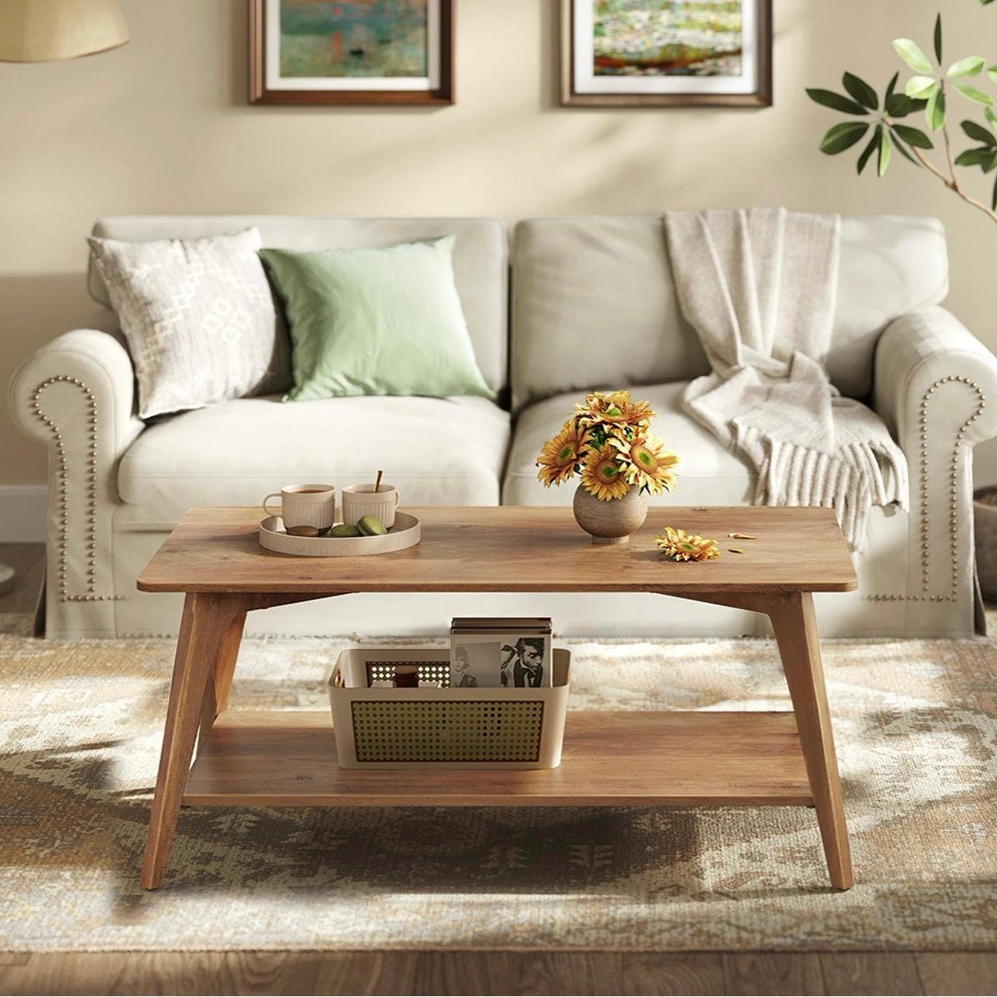 George Oliver 39.4 Inches Coffee Table with Storage for Living Room & Reviews | Wayfair