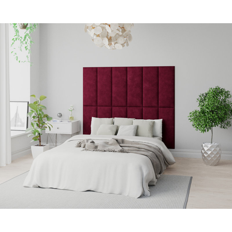 Karsen 30 cm x 75 cm Peel and Stick Upholstered Wall Paneling in Bordeaux