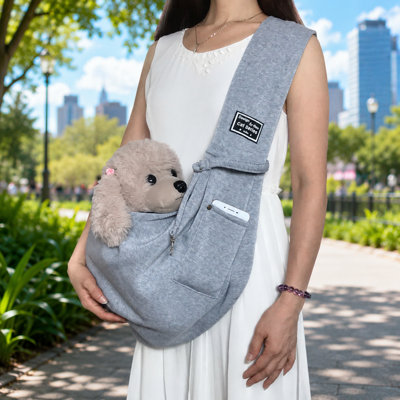 Adjustable Front Pet Carrier Sling with Wide Shoulder Strap and Storage Pocket for Cats and Small Dogs