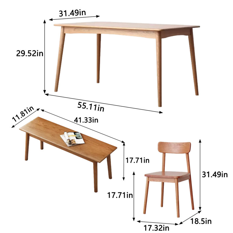 Table solid wood rectangle household simple