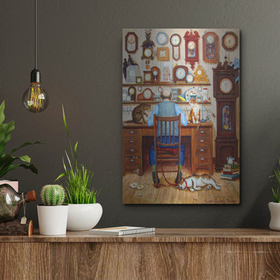  'Fixing The Time' by Maria Laura Bratoz Metal Wall Art, 12" x 16"