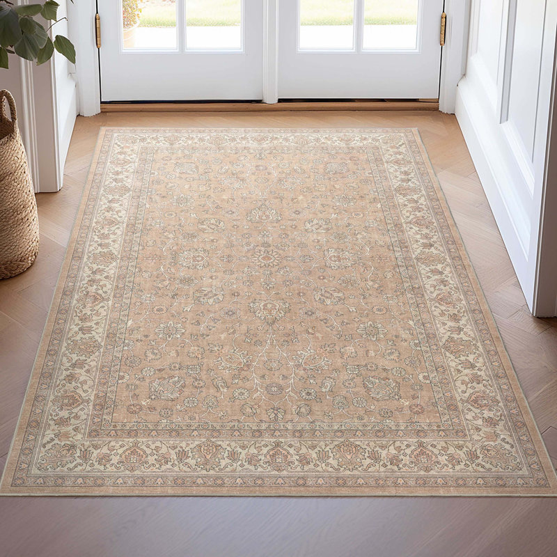 Tapis crème rétro persan oriental beige Charlton Home® Dyrk Rome, Rectangle 3 pi 3 po x 5 pi