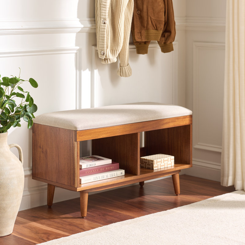 Banc Cricket 2 à tablette ouverte avec coussin, Crème