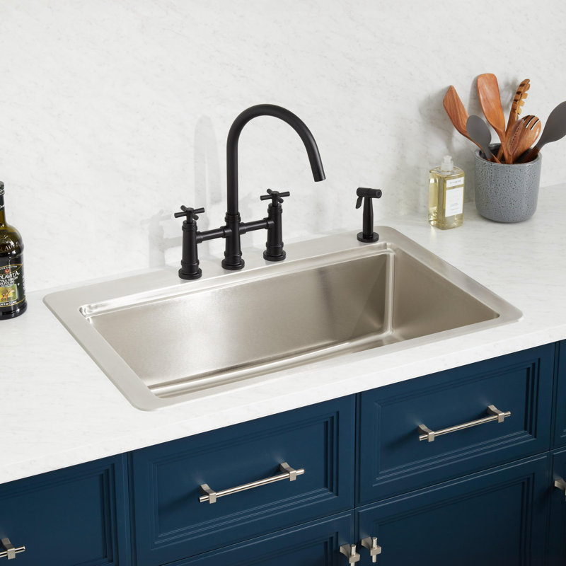 Melbrook 33 "L Drop-In Kitchen Sink With Accessories, 4 hole, 16-Gauge