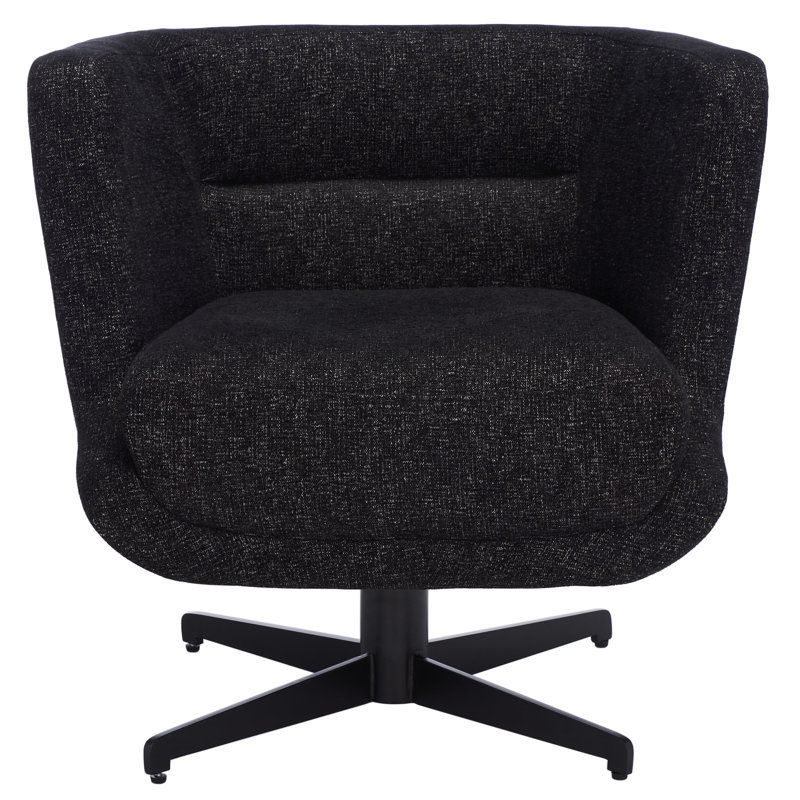 Fauteuil demi-tonneau pivotant de 27,17 po Arnelle, 100% polyester noir