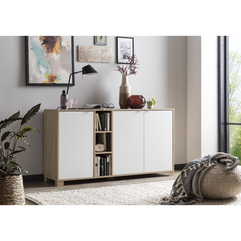 Lakecha 144.5 Cm Wide Sideboard, White/Natural