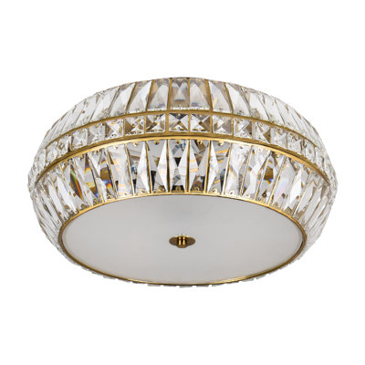 3-Light 18.31" Crystal Flush Mount Ceiling Light