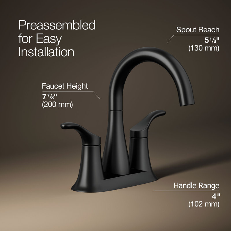 Simplice Centerset Bathroom Sink Faucet, 1.2 Gpm, Black
