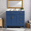 Meuble-lavabo moderne 36 po avec lavabo en céramique, porte à fermeture en douceur et 4 tiroirs de rangement-101942644