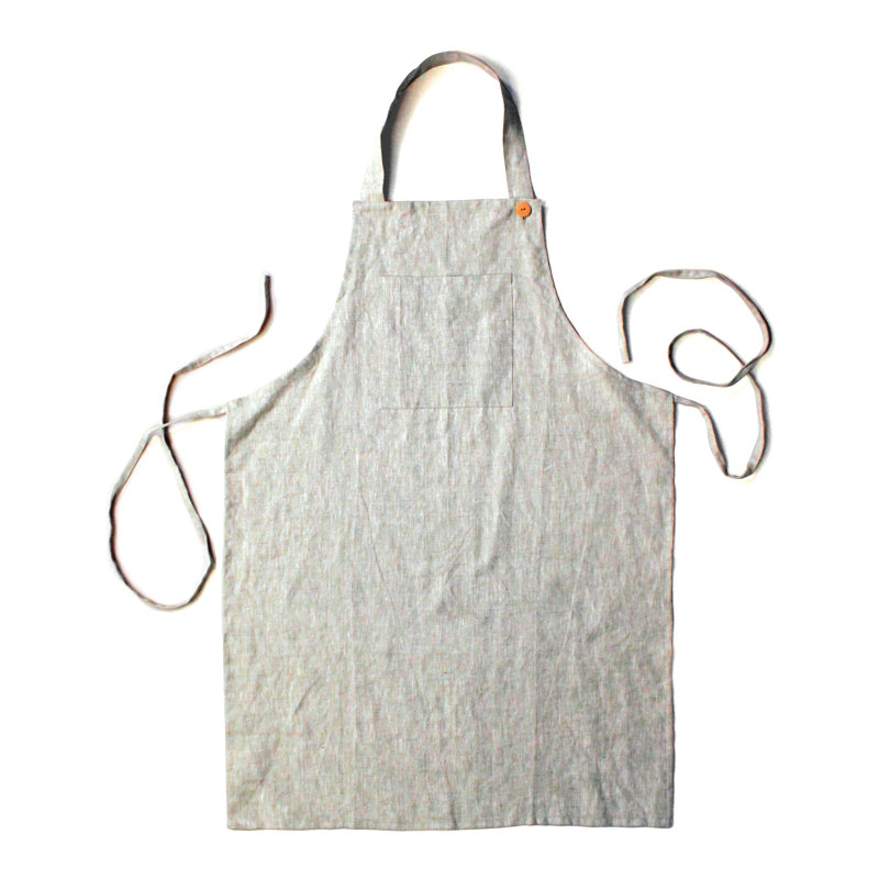 No Holiday Cotton Bib Apron, Stone