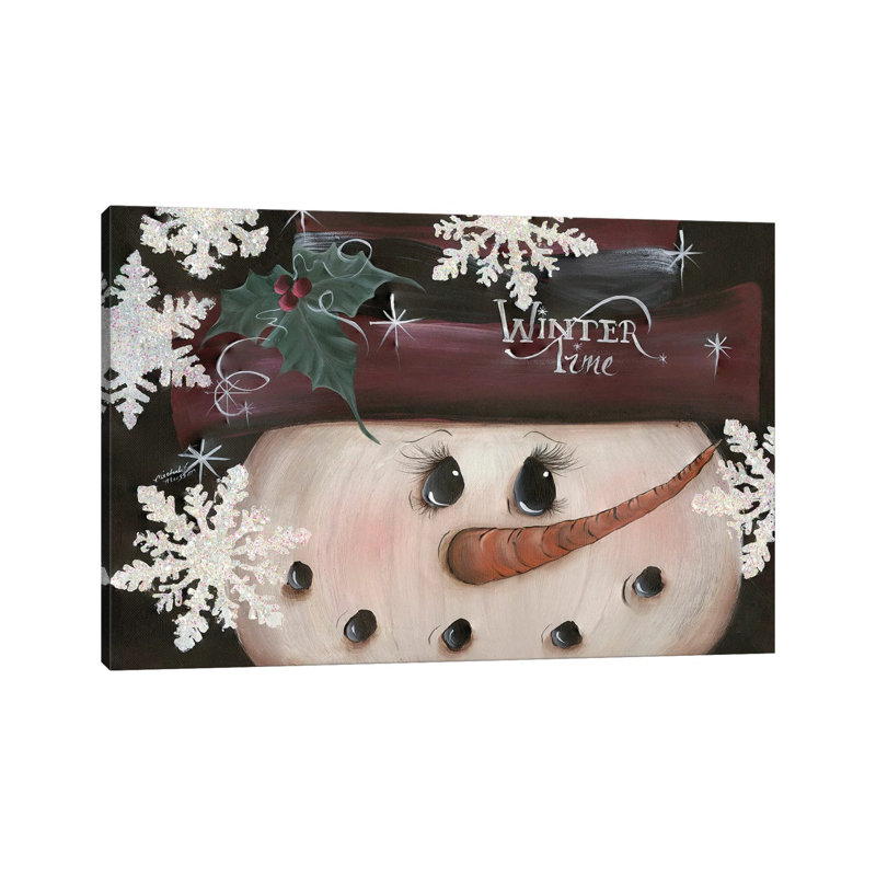 «Winter Time Snowman», reproduction d'art sur toile tendue
