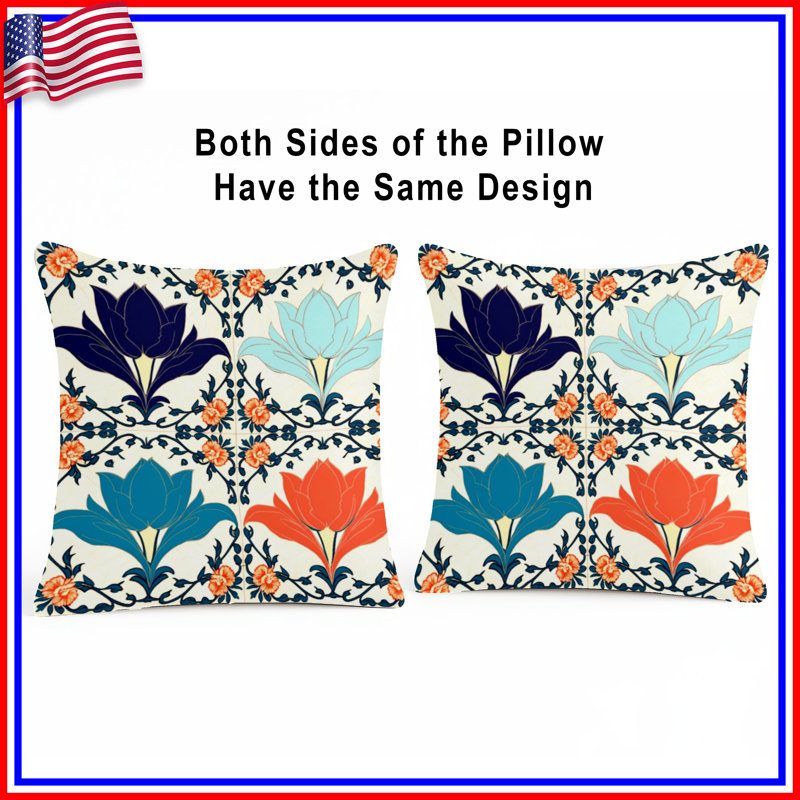 Coussins décoratifs à motif floral, 14 X 14 pouces