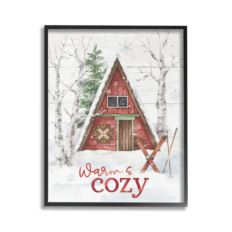 «Warm & Cozy Cabin», art de la giclée encadrée par Courtney Morgenstern, Giclée encadrée noir minuit, H 30 po x l 24 po