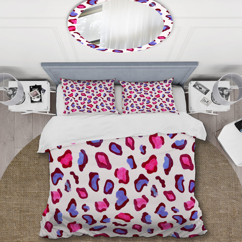 Ensemble de housse de couette en microfibre rose / bleu / brun 3 pièces