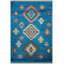 Tapis bleu lavable décoratif rétro à motif géométrique bleu-2122532483