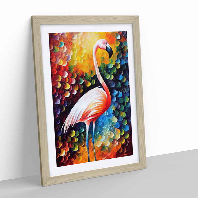 Flamingo Portrait No.5 - Framed Print, 46cm H x 34cm W x 2cm D, Oak