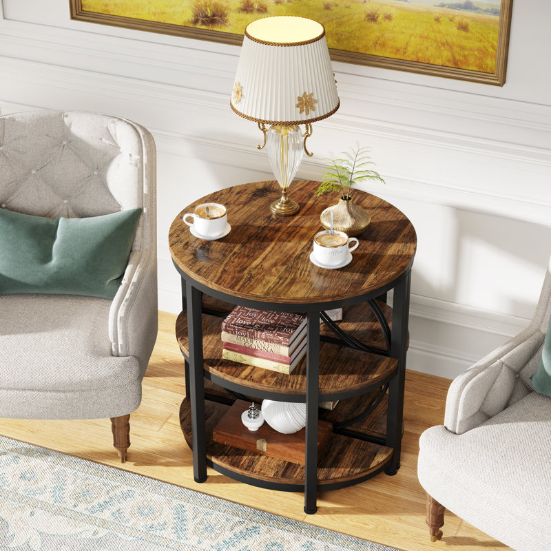 Obim 3-Shelve Manufactured Wood End Table , Brown, 2